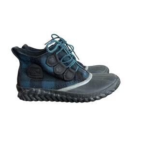 Sorel Women’s Out N About Plus Lug Sole Waterproof Boot Black Teal Size 8